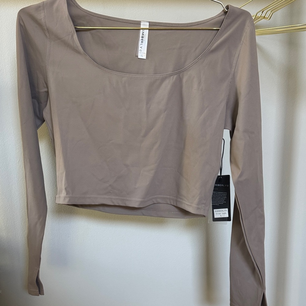 Kimberly Long Sleeve Crop Top - Taupe